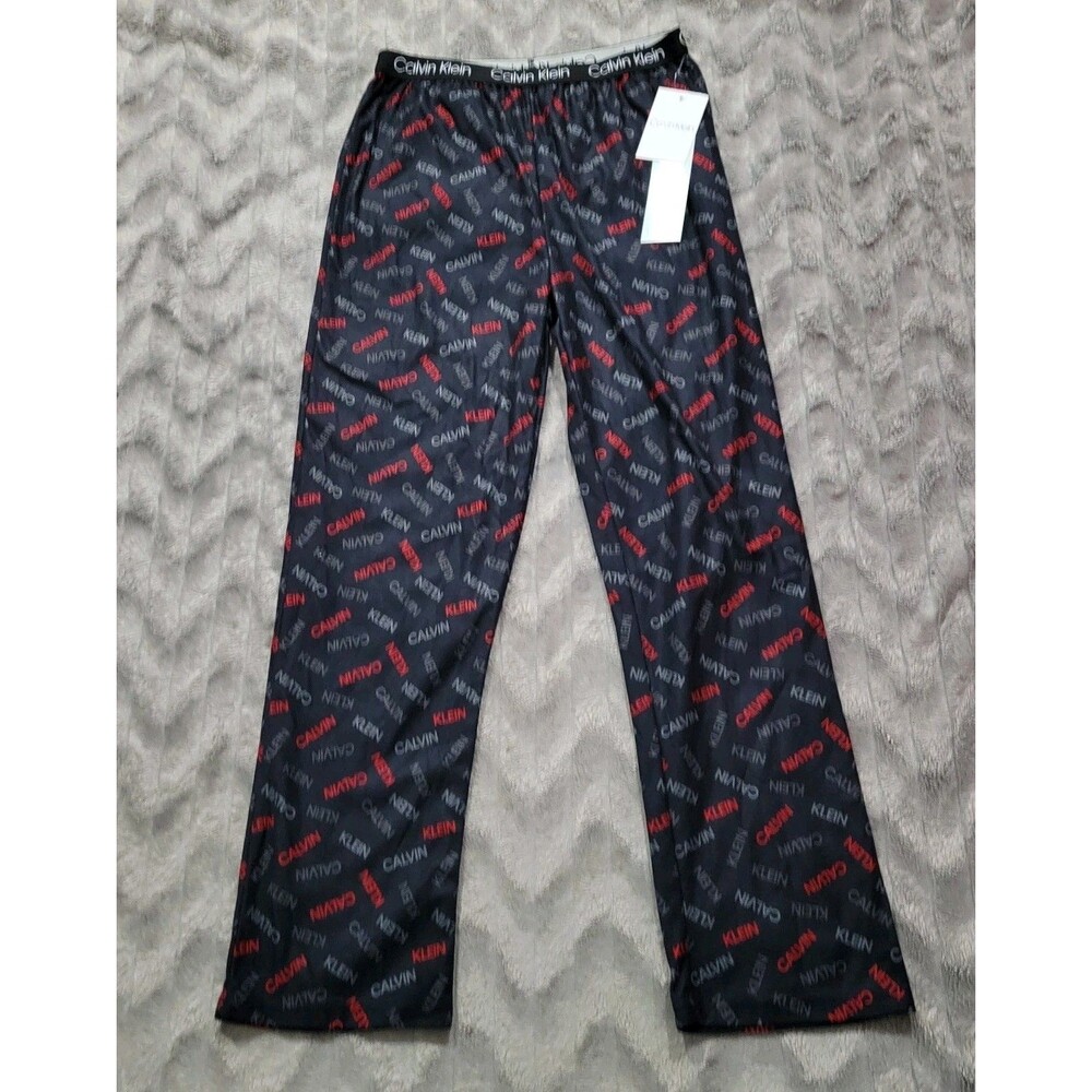 Calvin Klein Boys 10-12 L Black Spell Out Pajama Lounge Pants NWT